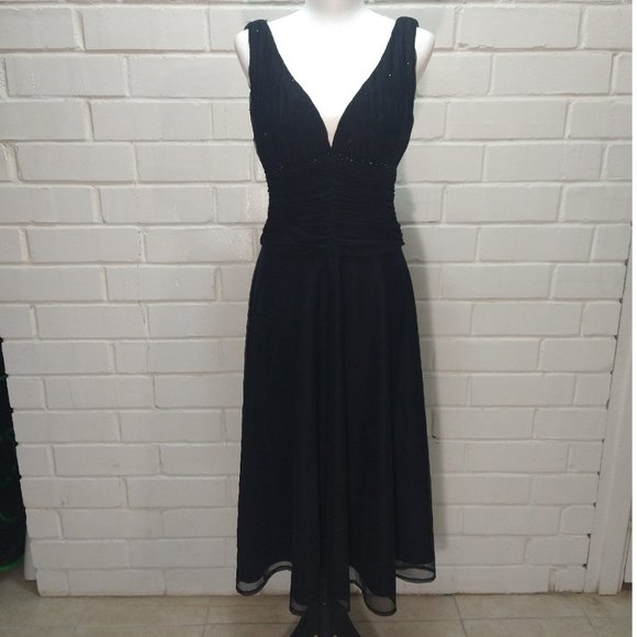 Davids Bridal Bridesmaid Formal Prom Dress Black Flare Stretch Womens Sz. 8 NWOT - Picture 4 of 11